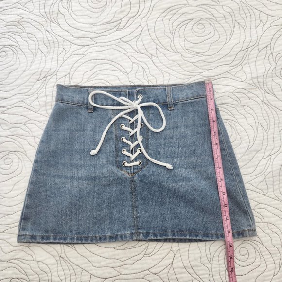 FOREVER 21 [S] Denim Lace Up Forever 21 Mini Skirt - Picture 8 of 10